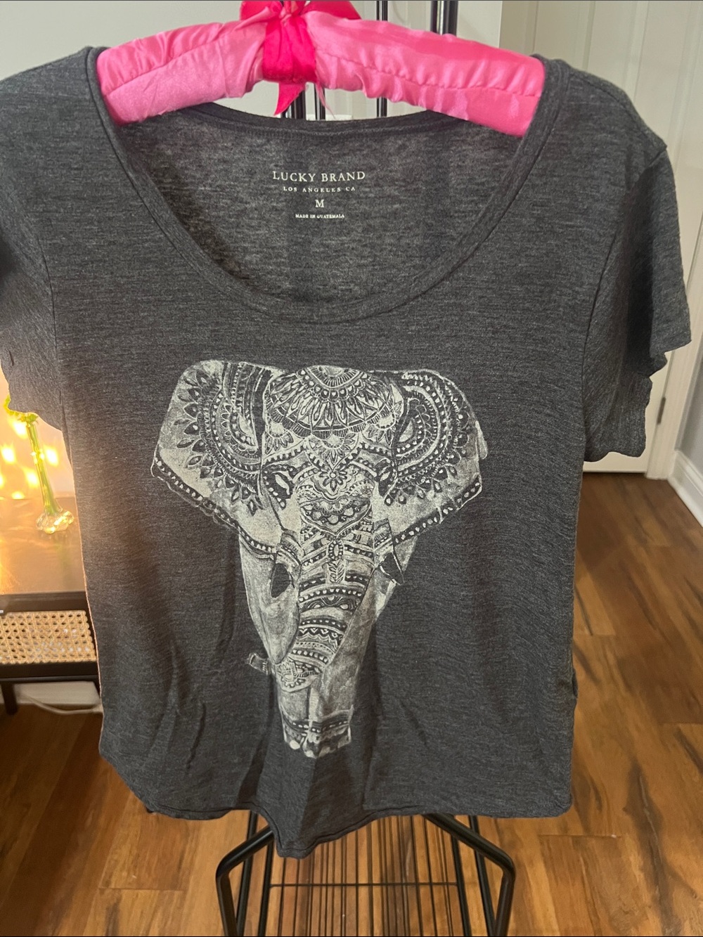 Lucky Brand Dark Gray Short-Sleeve Tee with Elephant Graphic